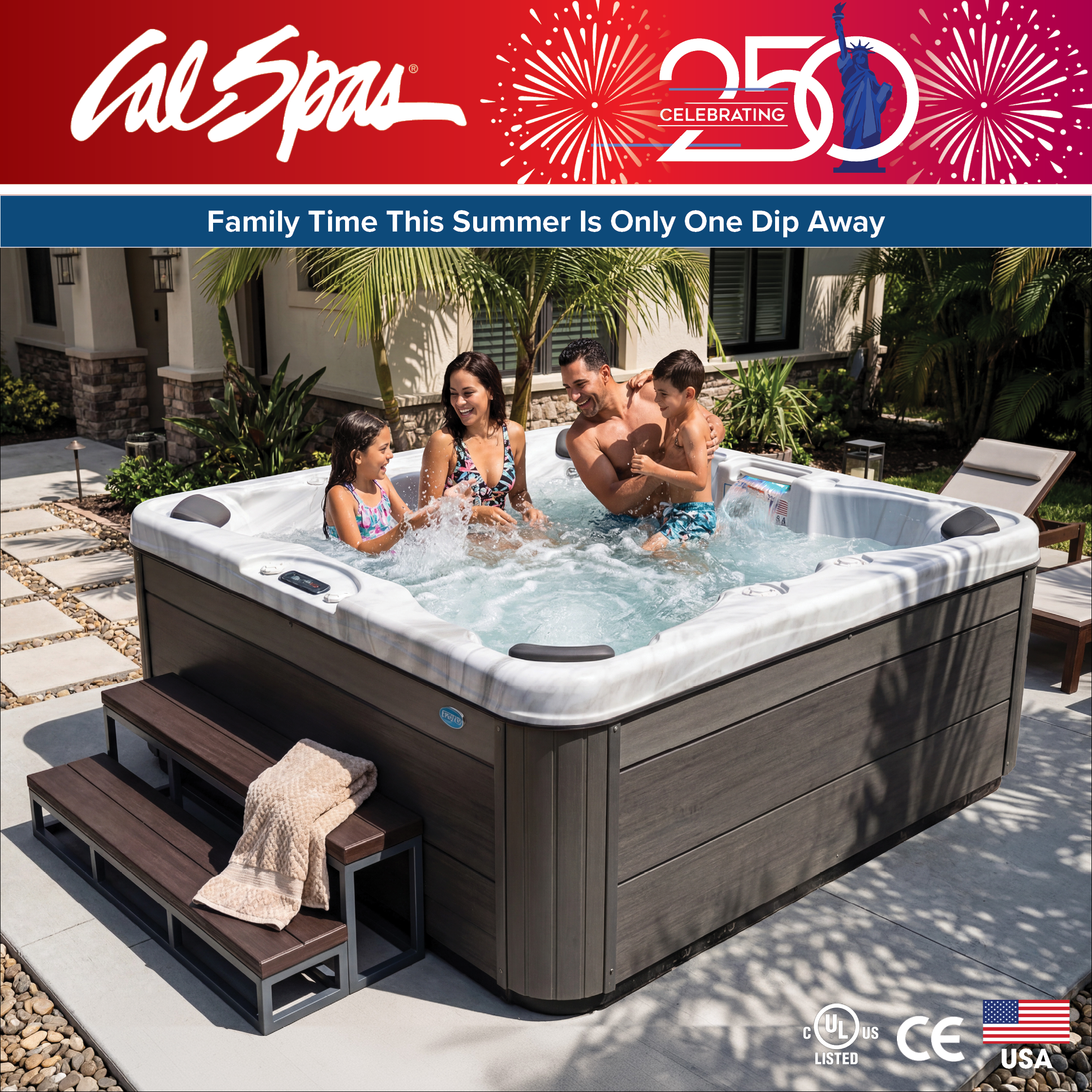 Calspas hot tub being used in a family setting - Richardson
